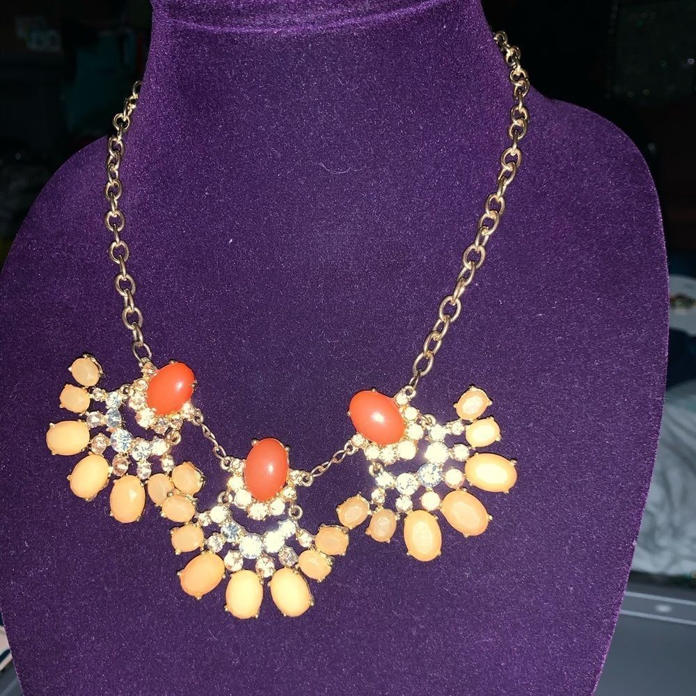 Orange Rhinestone Necklace - Picture 2 of 3